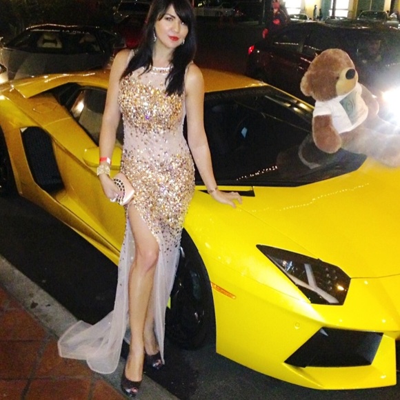 Stunning and rare Sheer Illusion Jovani embellished gown, sz 4 - Picture 9 of 13